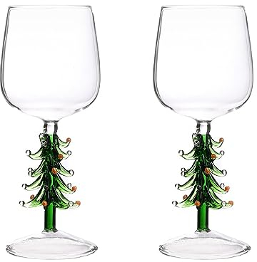 Luxshiny 2pcs Christmas Tree Goblet Elegant Wine Glass for Parties and Events Versatile Drinkware for Wine Juice and Cocktails Holiday Tableware