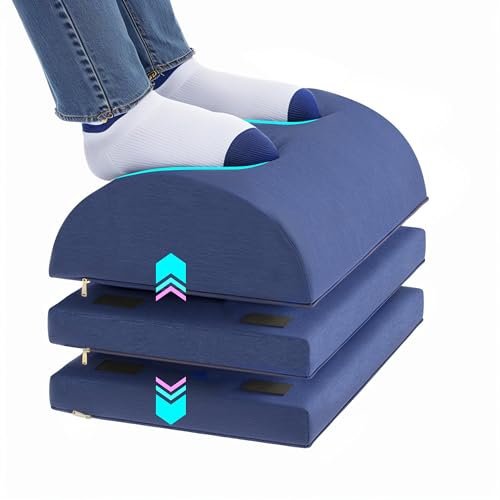 VERCART Fußstütze büro höhenverstellbar 3 Höhen, Fussstütze unter Schreibtisch Schaumstoffpolsterung Fußbank Fußablage für Homeoffice Zubehör Nicht Leicht zu Schwitzen, Leicht zu Reinigen