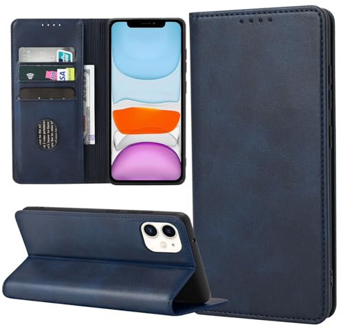 ZYIMOU Handyhülle für iPhone 11 Hülle, Leder Schutzhülle Standfunktion Kartenfach Wallet Klapphülle iPhone 11 Flip Case Cover, Blau