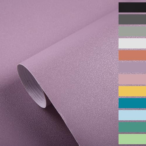 GHIBFBT Solid Color Wallpaper, 40cm x 10m Self Adhesive Waterproof Peel and Stick Contact Wall Paper, Removable Cuttable Bedroom Wallpaper for Living Room (Purple)