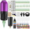 Tattoo Gun,Solong Complete Wireless Tattoo Gun Kit 1600mAh Power Supply 40pcs Tattoo Needles 120ML Tattoo Ink and Other Tattoo Supply SLQ53KITP803-4