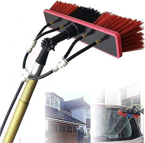 OTHZON Teleskopstange zum Fensterputzen, ausziehbare Bürste mit Wasserzufuhr zum Reinigen von Photovoltaikmodulen/Fenstern (3,6 m/12 Fuß)