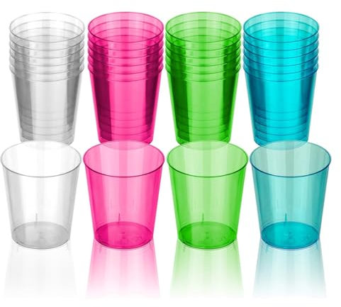 80PCS Shot Glasses, 30ml/1oz Mini Shot Glasses, Plastic Shot Glasses Reusable, Plastic Shot Glasses Desert Glass, Sampling Cup, Shots Vodka Jelly Sample Tasting Desserts Shot Cups for Parties Weddings