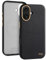 EasyAcc für iPhone 16 Hülle Leder, kompatibel mit MagSafe, Schmutzabweisend, Kratzfest, Metalltasten, Luxus-Handyhülle für iPhone 16 Case, Stoßfest, Fallschutz, Schwarz-Gold