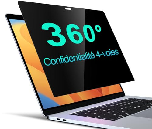 PYS Filtre de Confidentialité pour Macbook Pro 13 Pouces (2016-2022, M1, M2) - Filtre Anti-Espion 360°, Protecteur Antireflet Mat, Film Résistant Aux Rayures