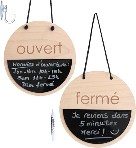 Smile BB - Panneau Fermé Ouvert avec Tableau Noir pour les Magasins, les Entreprises, Panneau d'ouverture heures