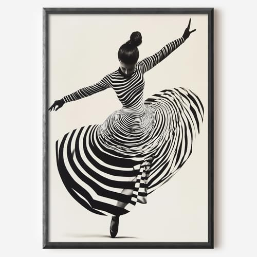 XBUMHOAL Wandkunst, abstrakte Tänzerin, Motiv: tanzendes Mädchen, moderner Tanz, Wandkunst, Bild einer Frau, tanzende Kunstwerk, schwarz-weiß, Ballerina-Kunst, flippige Wandkunst, Frauen-Modeposter,
