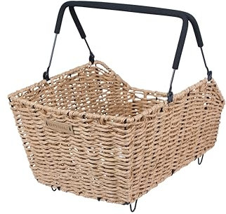 Basil Cento Fahrradkorb – Hinterrad – Multi-System – Rattan Look – wetterfest – 22 Liter – Hellbraun
