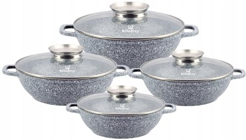 KlönBerg Lot de 8 casseroles 1,7/2,6/3,9/4,8 l, antiadhésives, avec couvercle KB3953
