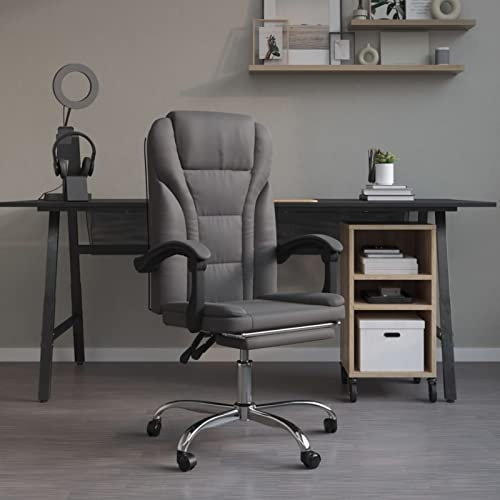 Somanki Bürostuhl mit Liegefunktion, Drehstuhl, Schreibtisch Stuhl, Büro Stuhl, Computerstuhl, Chefsessel, Arbeitsstuhl, Gaming Stuhl, Grau Kunstleder
