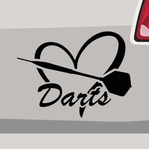 Aufkleber - Herz Darts Schrift Sport Pfeil - Sticker, Folienaukleber für Auto, Motorrad, Fahrrad, Laptop, LKW (40x30cm | Pink)