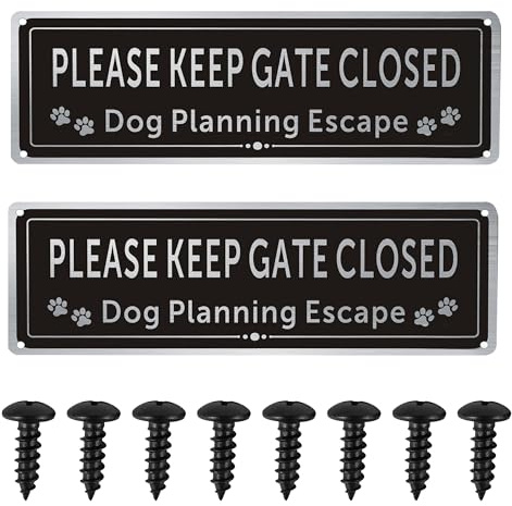 2Pcs Please Close The Gate Sign,Guard Dogs Warning Sign,Black | Beware of The Dogs Sign Outdoor Gate,Weather/Fade Resistant, Easy to Install and Read