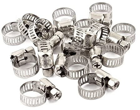 Hose Clips,Jubilee Clips, 15 Pcs Stainless Steel 6mm to 12mm Hose Pipe Clamps Clips Fastener