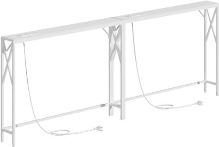 MAHANCRIS Konsolentisch mit Ladestation, Eingangstisch, Schmaler Konsolentisch, Flurtisch, Ausstellungstisch, Beistelltisch für Wohnzimmer, Flur, Weiß ACTWT151UE01S2