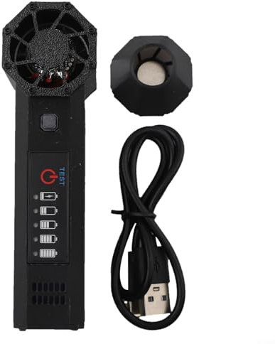 Mini ventilador de turbina de alto rendimiento, motor de 140000 rpm, velocidad de viento de 54 m/s, 3 velocidades ajustables, pantalla de batería, potencia máxima de 200 W, carga tipo C