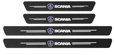 ELNas 4 Stück Auto Carbon Fiber Einstiegsleisten für saab Scania 9-3 900 9000, rutschfeste Anti-Kratz Scuff Türschweller Aufkleber mit Logo Styling Zubehör