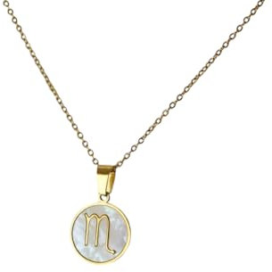 Acura-Styles Damen Sternzeichen Kette Skorpion Edelstahl Gold 18k Vergoldet Wasserfest Nickelfrei Horoskop Sternzeichen Kette goldene Stainless Steel Ketten 45cm Amulett Glücksbringer Geschenk Frauen