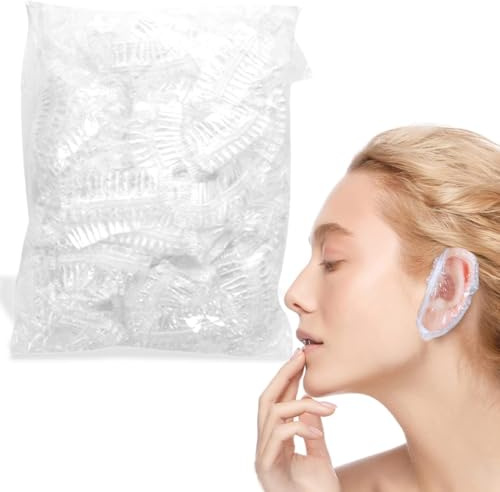 ZILZUFA 100 Protège-Oreilles Transparents Jetables pour Douche/Teinture, Couverture Imperméable pour Bain/Spa, Protege Oreille Protection Oreille Douche