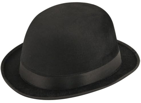 labreeze Black Velour Bowler Hat (Adult) – Classic Vintage Derby Hat for Fancy Dress & Costumes