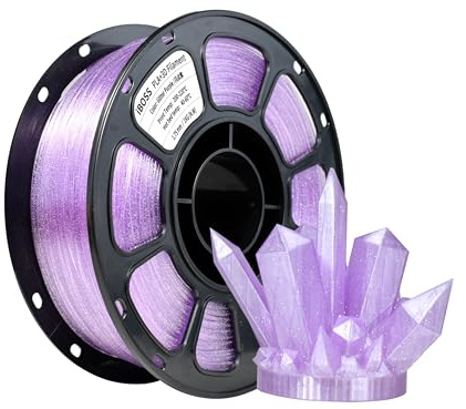 iBOSS Sparkle PLA+Filament 1,75mm Glitzer Purpur Transparent 1kg(2,2 Pfund)+/- 0,02mm,Stabiles und langlebiges,Glitzern Hartes 3D-gedrucktes Filament (Glitter Purple)