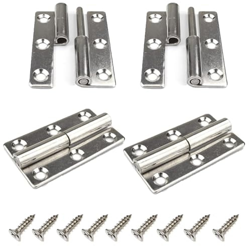 Wmzjnljy Z112-4 Türscharniere, abnehmbar, 7,6 cm, abnehmbar, Türscharnier, kleines Gleitgelenk, Flaggenscharniere (2 Stück für Rechtshänder + 2 Stück Linkshänder)