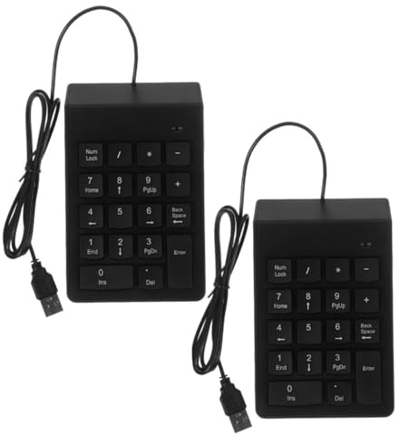 NUOBESTY 2 Stück USB Ziffernblock für Laptop und Desktop Pcs Schwarz | Kompakt und Tragbar, Kunststoffgehäuse, Schnellzugriff für Eingaben, für Unterwegs und Privat