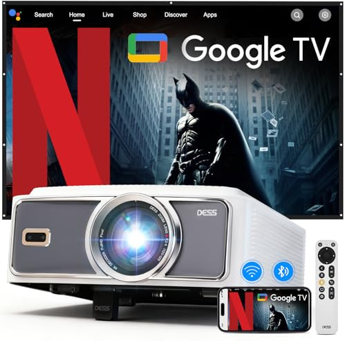 DESS C5 Pro 2200 ANSI Smart Projector with Google TV, Electric Stand | Flexible Work & Entertainment · Native 1080P · Auto Setup · Wi-Fi 6 · Bluetooth 5.2
