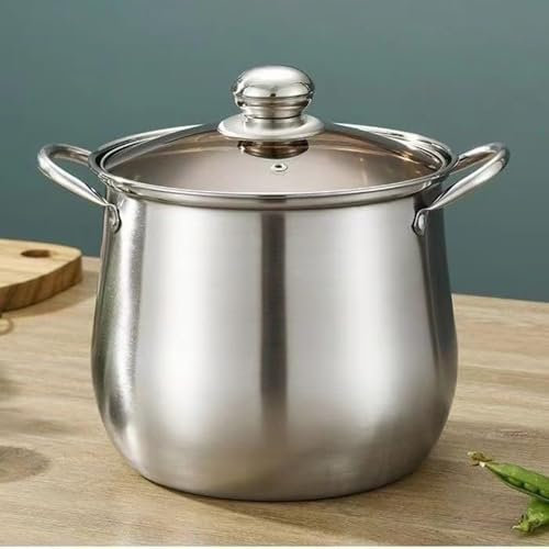 GAOAZHEN Stock Pot - Large Stock Pot With Lid, Induction-Safe Stainless Steel Stock Pot With Tempered Glass Lid, Large Stock Pot For Soups, Stews And Stock