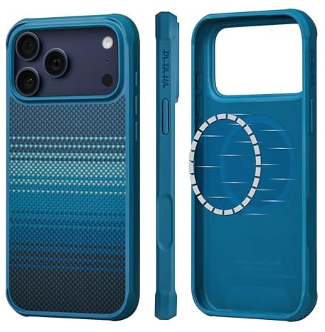 pitaka Hülle für iPhone 17 Pro Max Magnetische Schutzhülle mit Vollem Schutz Kompatibel mit Magsafe Vollgeschützte Handyhülle aus Aramidfaser und TPU Militärische Schutzhülle Mondaufgang
