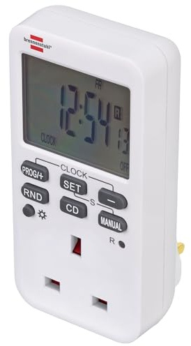 Brennenstuhl Comfort-Line Digitaler Wochentimer, Digitale Zeitschaltuhr Steckdose (Wochentimer für Innenbereich, Countdown-Funktion und mit erhöhtem Berührungsschutz) weiß