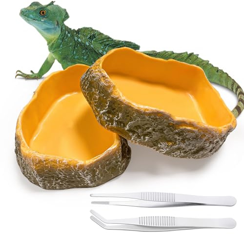 Feruchun 2 Stück Wasserschale Terrarium,Reptilien Näpfe,Terrarium Näpfe,Terrarium Trinkschale für Gecko Schildkröte Schlange Eidechse (10 * 7.5 * 2.3cm)
