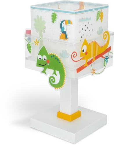 Dalber Kinder Tischlampe Nachttischlampe Nachtlicht Happy Jungle Dschungel Chamäleon, 63311N, G4-4W LED - Glühbirne enthalten