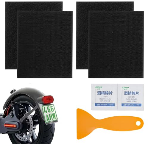TMZELOA Selbstklebender Kennzeichenhalter Motorrad – 2 Sätze Klett Kennzeichenhalter 135x110mm mit Montagerakel – Reißfest Wetterfest Nummernschildhalter für Motorrad, Roller & E-Scooter