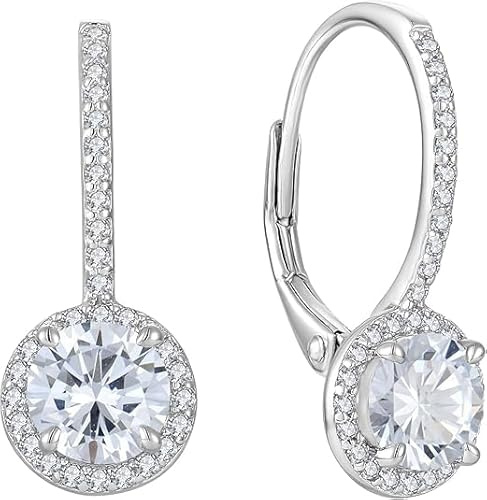 Starnny Ohrringe Silber 925 Damen April Geburtssteine Anhänger Ohrhänger Schmuck Geschenk für Frauen (Runde)
