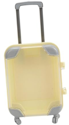 Almencla Miniatur Koffer Puppenhaus Gepäckmöbel Zubehör Reise Trolley Schmuckorganizer Aus Langlebigem PP für Kinderspiel Und Sammelobjekte, Gelb