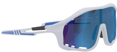 BEZLIT Sport Sonnenbrille Herren Damen Shield Brille Polycarbonat mit Belüftungsschlitzen UV Protect Outdoor Fahrradbrille Freizeitbrille (White)