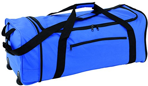 Reisetasche Trolley faltbar Trolleytasche 2 Leichtlauf Skaterrollen blau ca 1,3kg verstell & Abnehmbarer Schultergurt + Schulterpolster