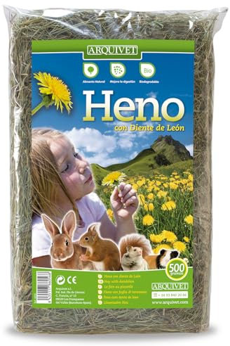 ARQUIVET Le foin au pissenlit pour les rongeurs et les petits mammifères - 500 g - Hoy pour les lapins, cobayes, hamsters - complément des aliments