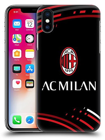 Head Case Designs Licenza Ufficiale AC Milan Curvato Modelli Cresta Custodia Cover Dura per Parte Posteriore Compatibile con Apple iPhone X/iPhone XS