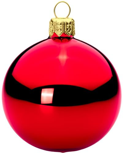 Sikora Essentials Klassische Christbaumkugeln aus Glas - Hochglanz - 6 Farben 3 Größen Premium Qualität, Farbe/Modell:Rot Hochglanz 4er Set, Höhe in cm:6 cm
