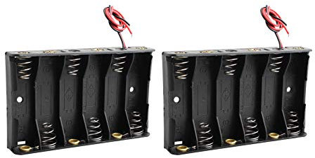 HALJIA, 2 contenitori per batterie da 9 V AA, 6 x 1,5 V, in plastica, con cavi