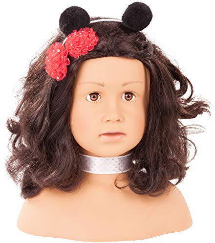 Götz 1992157 Haarwerk Ladybug mit schwarzen Haaren, braunen Augen - 28 cm hoher Frisierkopf - Schminkkopf in 68-teiligen Set - geeignet für Mädchen ab 3 Jahren