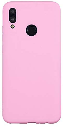 cuzz Cover per Huawei P Smart 2019+(1 Pezzi Proteggi Schermo in Vetro Temperato)Colore Solido Premium Flessibile Morbido Silicone TPU Custodia Sottile Ultra-Luce Antiscivolo Anti-Shock Housse(Rosa