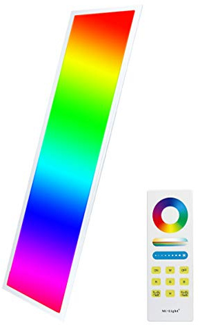 LIGHTEU®, RGB+CCT LED Panel 120x30cm 36W 24V RGB+2700-6000K Farbe und Farbtemperatur verstellbar deckenleuchte mit Netzteil Milight 1-zone Fernbedienung FUT088 und Empfänger FUT045