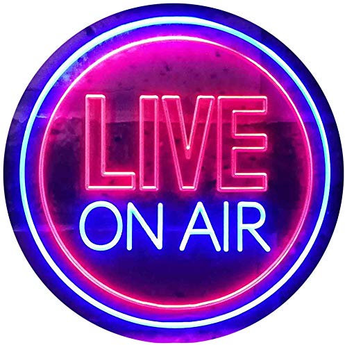 Live On Air Circle Display Dual Color LED Barlicht Neonlicht Lichtwerbung Neon Sign Blau & Rot 300 x 210mm st6s32-i3572-br