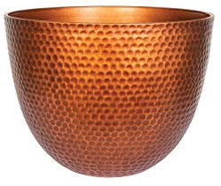 Lightweight Recycled Plastic Garden Pot Planter with Drainage Holes | UV Resistant & Frostproof | Kelkay Urban Elements Effect Large Pot (Copper)
