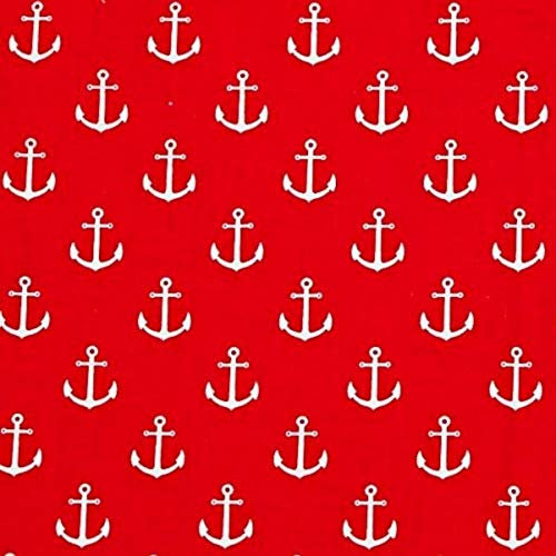 11,99€/m Anker 100% Baumwolle Baumwollstoff Kinder Meterware Handwerken Nähen Stoff (Anker Rot Weiß, 150x160cm (11,99€/m))