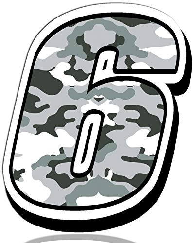 Biomar Labs® 1 x Vinyl Sticker Gray Military Camouflage Auto Moto Motocross Motosport Start Racing Number 6 Rally Race Car Bike Motorcycle Tuning N 236