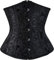 SZIVYSHI Women'S Underbust Satin Lace Up Waist Cincher Corset Shaper Bustier Top (Jacquard Black, 4XL)