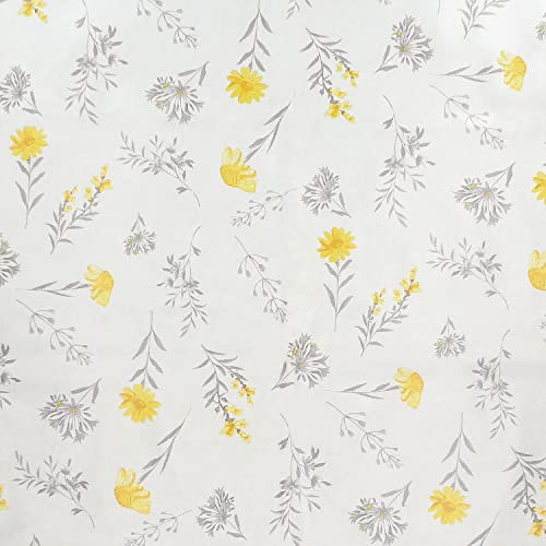 ORYX Mantel Hule Rectangular Flores Amarillas. Impermeable Antimanchas PVC 140 cm. x 20 Metros. Rollo Recortable. Interior y Exterior